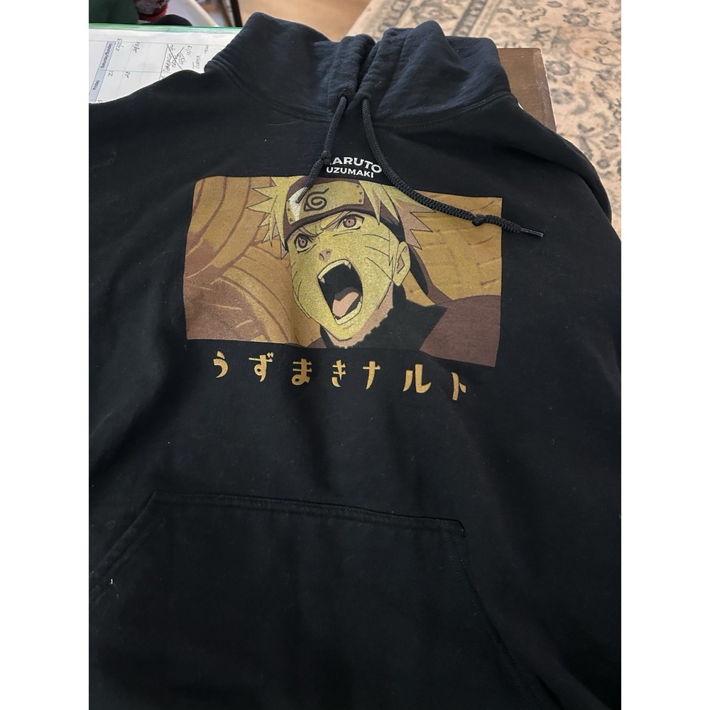 Naruto‎ Uzumaki Hoodie Large Black Sweatshirt Pullover Anime